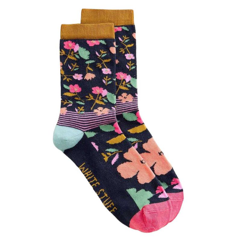 White Stuff Floral Stripe Ankle Sock image number 0